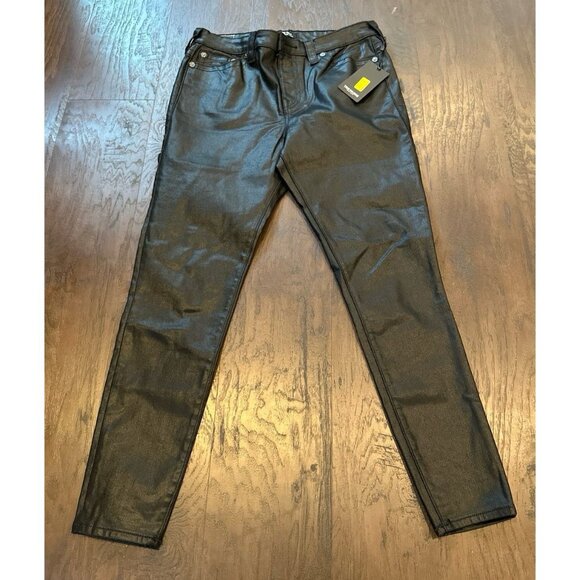 True Religion Jennie Curvy High Rise Super Skinny Coated Black Jeans nwt - Picture 1 of 4